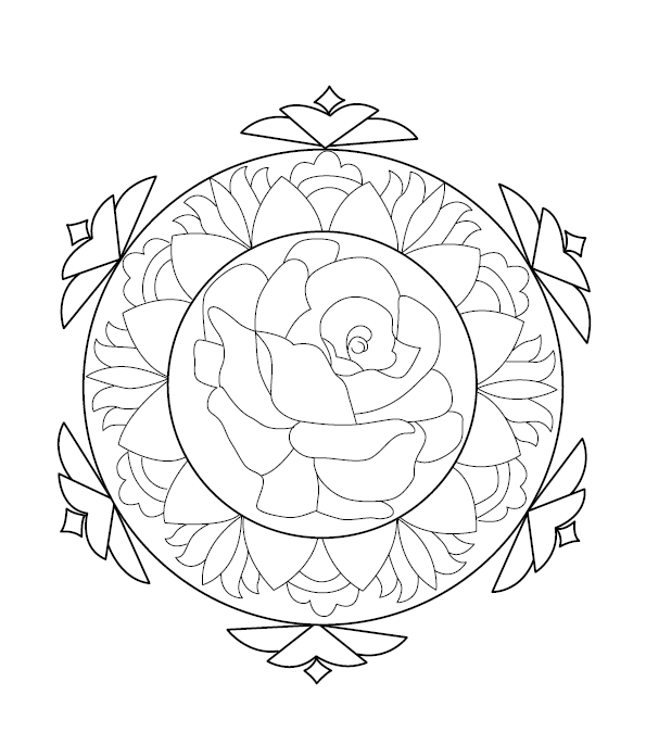 Mandala Rose Coloring Pages Vector Images (over 110)