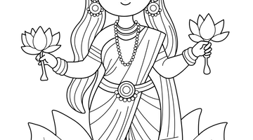 Goddess Lakshmi Colouring Page | Free Colouring Book for Children