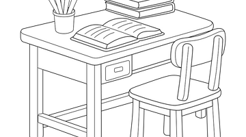 Teacher's Desk Colouring Page | Free Colouring Book for Children