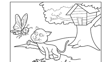 Tree House Colouring Page | Free Colouring Book for Children