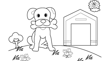 Dog Colouring Illustrtion | Free Colouring Book for Children