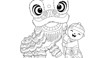 Chinese Lion Dance Colouring Picture | Free Colouring Book for Children