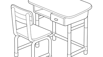 Student Desk Colouring Page | Free Colouring Book for Children