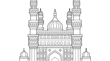 Printable Charminar Colouring Page | Free Colouring Book for Children