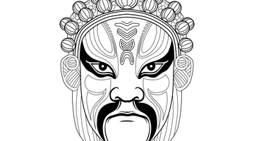 Chinese Opera Mask Colouring Page | Free Colouring Book for Children