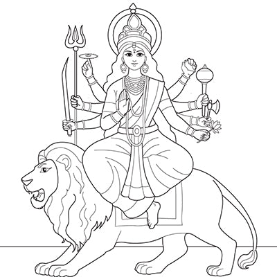 Durga Coloring Pages Hindu Maa Printable Goddess Navratri Sketch Puja ...