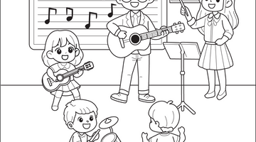 Music Class Colouring Page | Free Colouring Book for Children