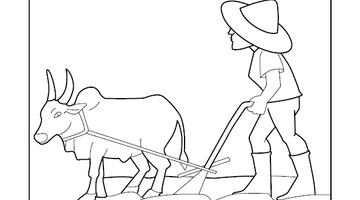 Ploughing Coloring Image | Free Colouring Book for Children