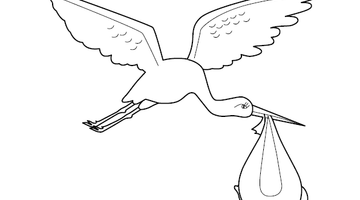Crane Carrying Baby Image | Free Colouring Book for Children