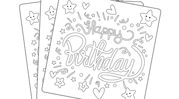 Birthday Cards Colouring Image | Free Colouring Book for Children