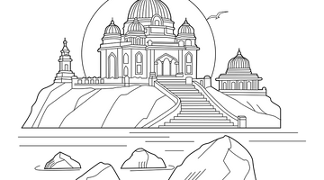 Free Printable Vivekananda Rock Colouring Page | Free Colouring Book for Children