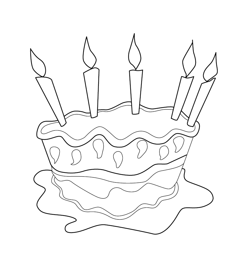 Tall Birthday Cake Coloring Page • FREE Printable PDF from PrimaryGames