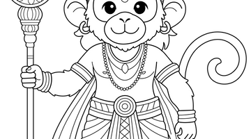 Printable Lord Hanuman Colouring Page | Free Colouring Book for Children