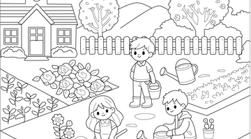 School Garden Colouring Page | Free Colouring Book for Children