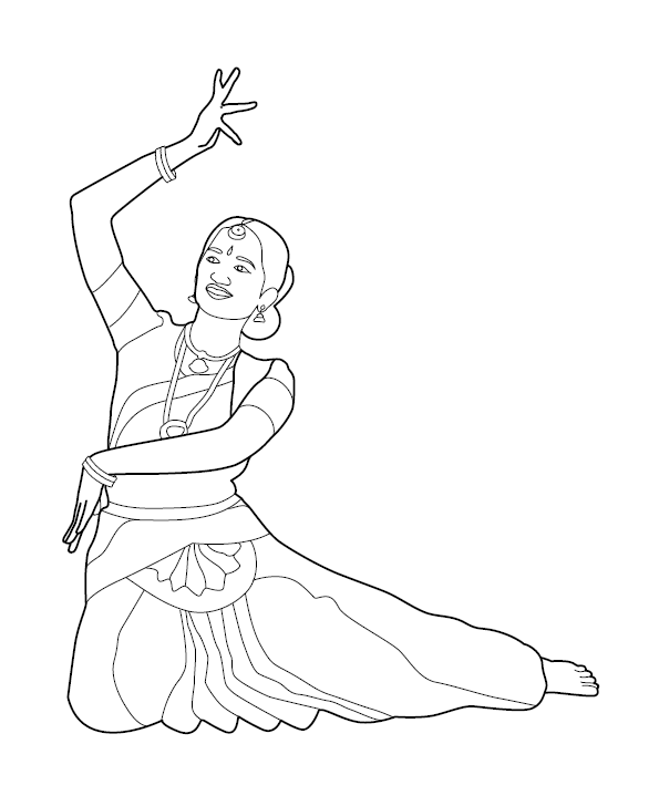 ARS71027 Painting illustration drawing in black and white of Indian woman dancing  classical dance kathak India Stock Photo - Alamy