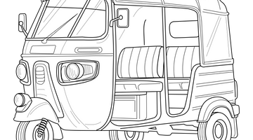 Auto Rickshaw Colouring Page | Free Colouring Book for Children