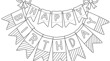 Birthday Banner Colouring Sheet | Free Colouring Book for Children