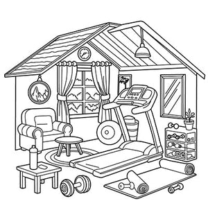 Gym Room Colouring Page