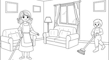 Household Chores Colouring Page | Free Colouring Book for Children