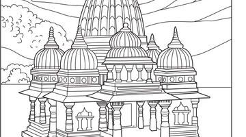 Rajasthan Jain Temple Colouring Page | Free Colouring Book for Children