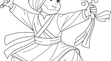 Gatka Sikh Martial Art Colouring Page | Free Colouring Book for Children