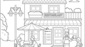 Restaurant Colouring Page | Free Colouring Book for Children