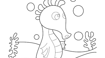 Seahorse Coloring Image | Free Colouring Book for Children