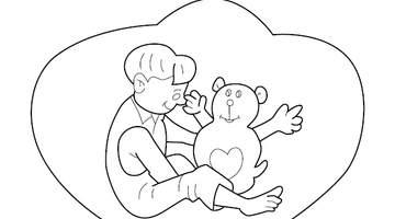 Boy Playing with Teddy Colouring Picture | Free Colouring Book for Children