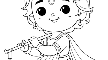 Baby Krishna Colouring Page | Free Colouring Book for Children