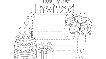 Birthday Invitation Colouring Page | Free Colouring Book for Children