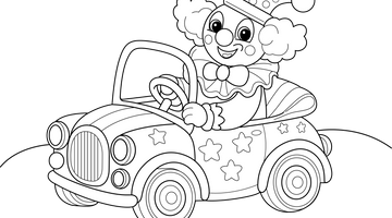 Printable Clown Car Colouring Image | Free Colouring Book for Children