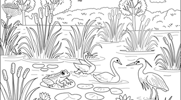 Wetlands and Marshes Colouring Page | Free Colouring Book for Children