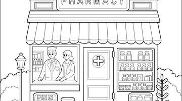 Pharmacy Colouring Page for Children | Free Colouring Book for Children