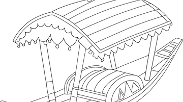 Kashmir Shikara Boat Colouring Page | Free Colouring Book for Children