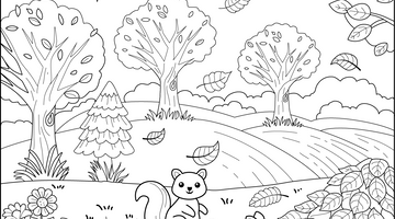 Autumn Scene Colouring Page | Free Colouring Book for Children