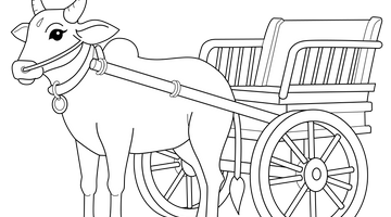 Bullock Cart Colouring Page | Free Colouring Book for Children