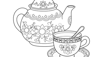 Chinese Cup and Pot Colouring Page | Free Colouring Book for Children