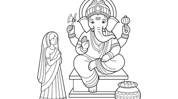 Ganesh Chathurti Colouring Page | Free Colouring Book for Children