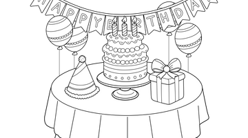 Party Table Colouring Picture | Free Colouring Book for Children