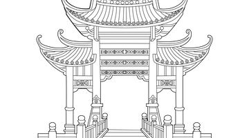 Chinese Gateway Colouring Page | Free Colouring Book for Children