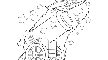 Human Cannonball Colouring Page | Free Colouring Book for Children