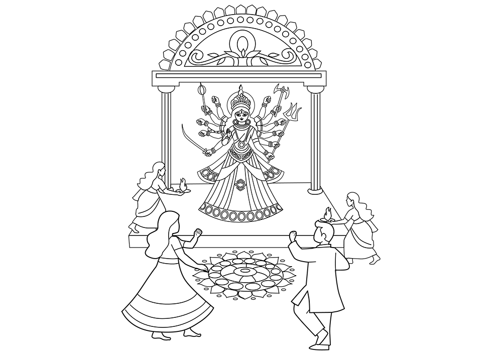 Printable Navratri Colouring Page | Free Colouring Book for Children ...