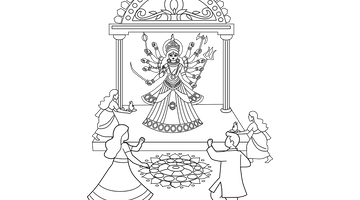 Printable Navratri Colouring Page | Free Colouring Book for Children