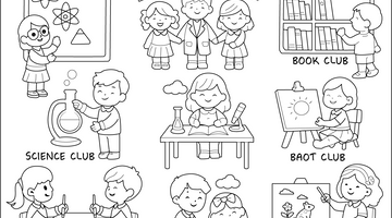 School Club Colouring Page | Free Colouring Book for Children