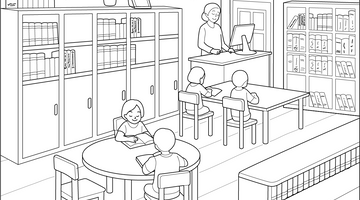 Library Colouring Page | Free Colouring Book for Children