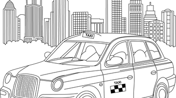 Printable Taxi Colouring Page | Free Colouring Book for Children