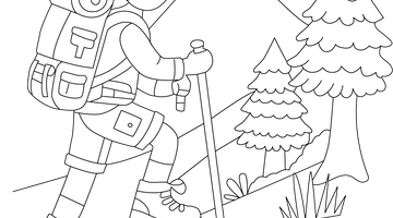 Hiking Colouring Page | Free Colouring Book for Children