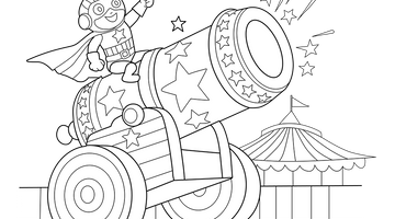 Circus Cannon Colouring Page | Free Colouring Book for Children