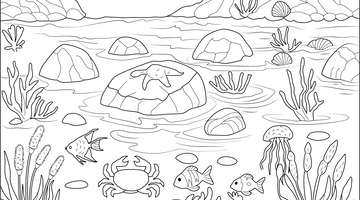 Tide Pool Colouring Page | Free Colouring Book for Children