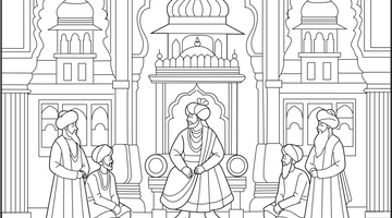 Rajasthan Royal Court Colouring Page | Free Colouring Book for Children